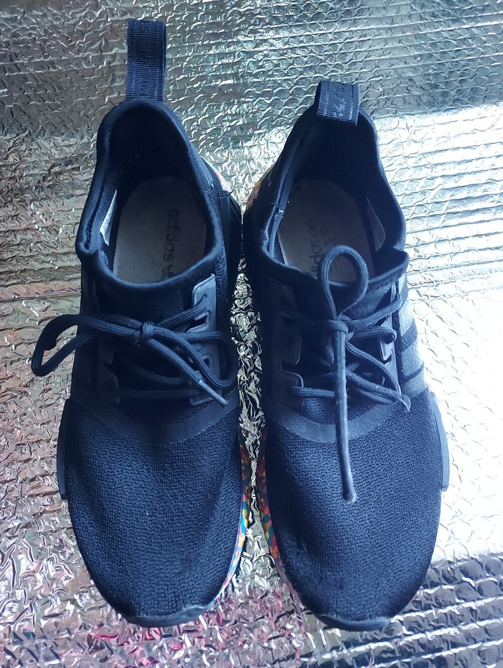 Adidas Men’s Black Lace-Up Knit Sneakers Size 6.5 Women's 8